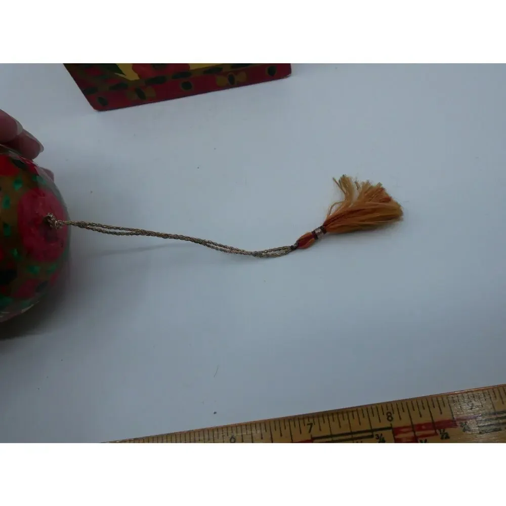 Kashmiri Paper Machè Wood Box And Ornament Blue Birds Floral Hand Painted